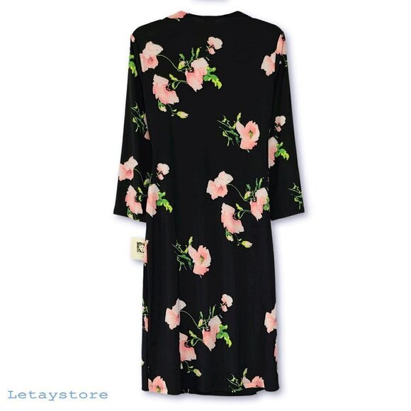 NWT Anne Klein Floral Print V-Neck Wrap Mini Dress - Picture 6 of 6